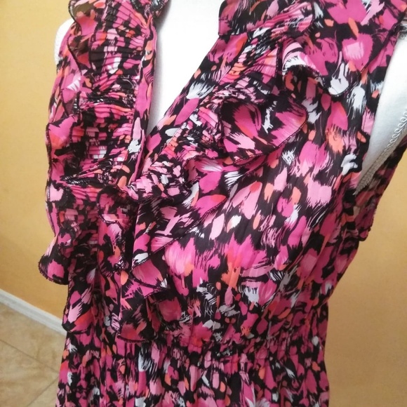 Nue Options Womens Ruffle Front Button Sheer Top - Picture 4 of 6